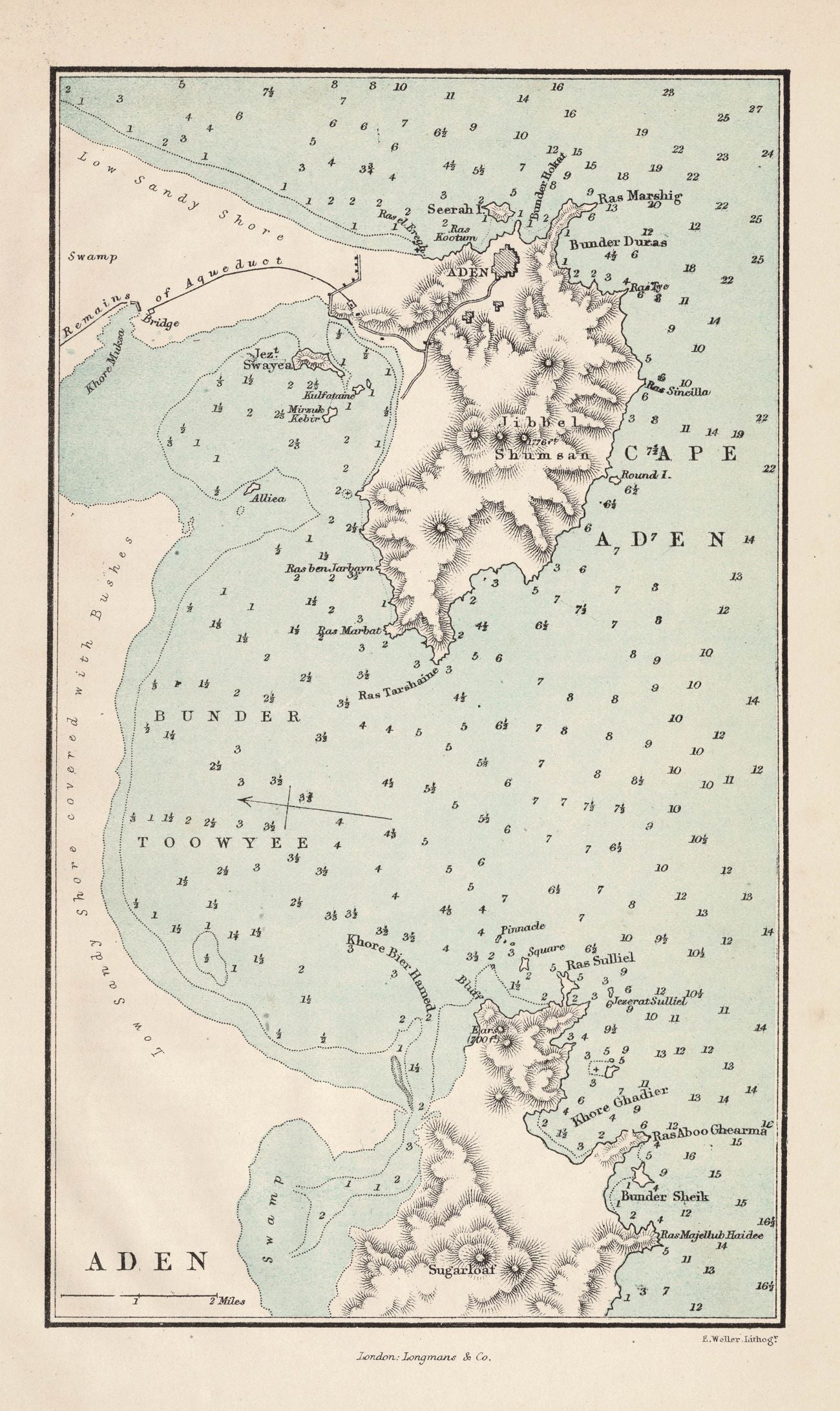 Aden Yemen guaranteed original antique map published 1871