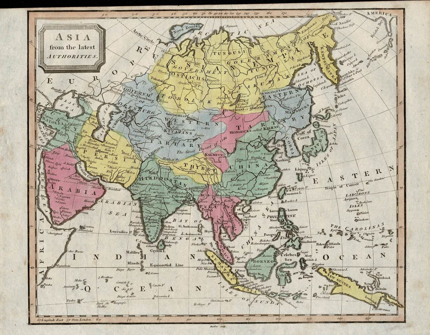 Asia from the latest authorities antique map 1815