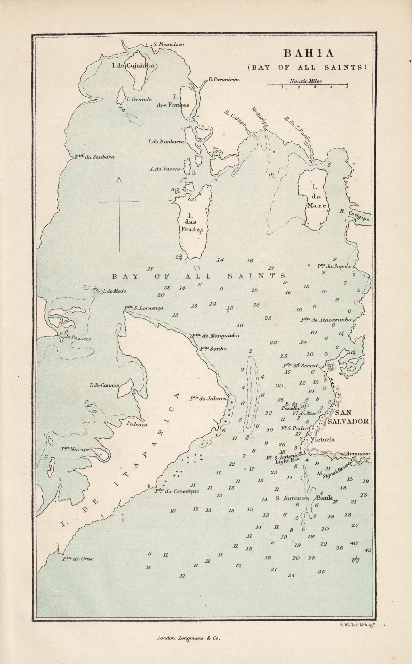 Salvador Bahia Brazil guaranteed original antique map published 1871