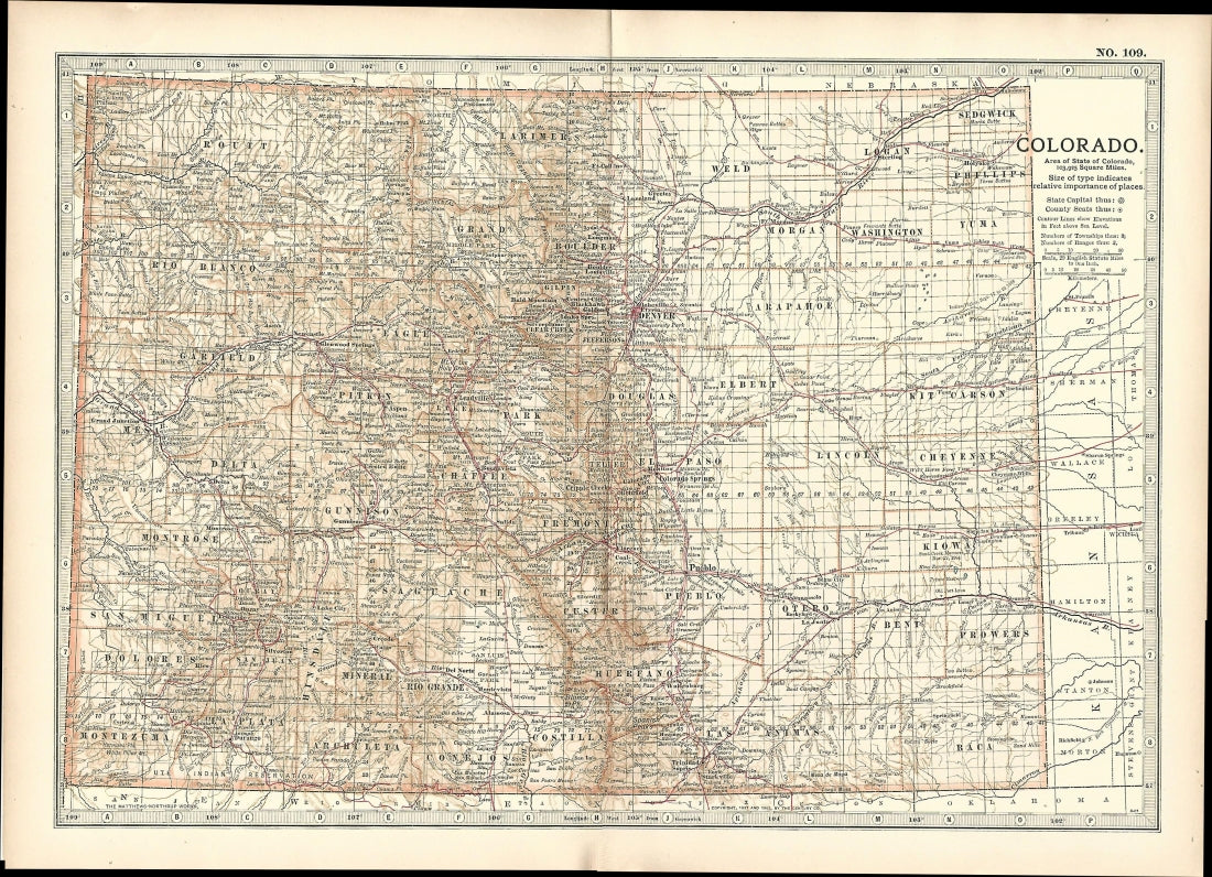 Colorado antique map Encyclopaedia Britannica 1903 edition