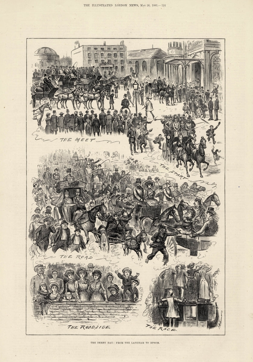 Derby Day 1883 antique print Maps and Antique Prints
