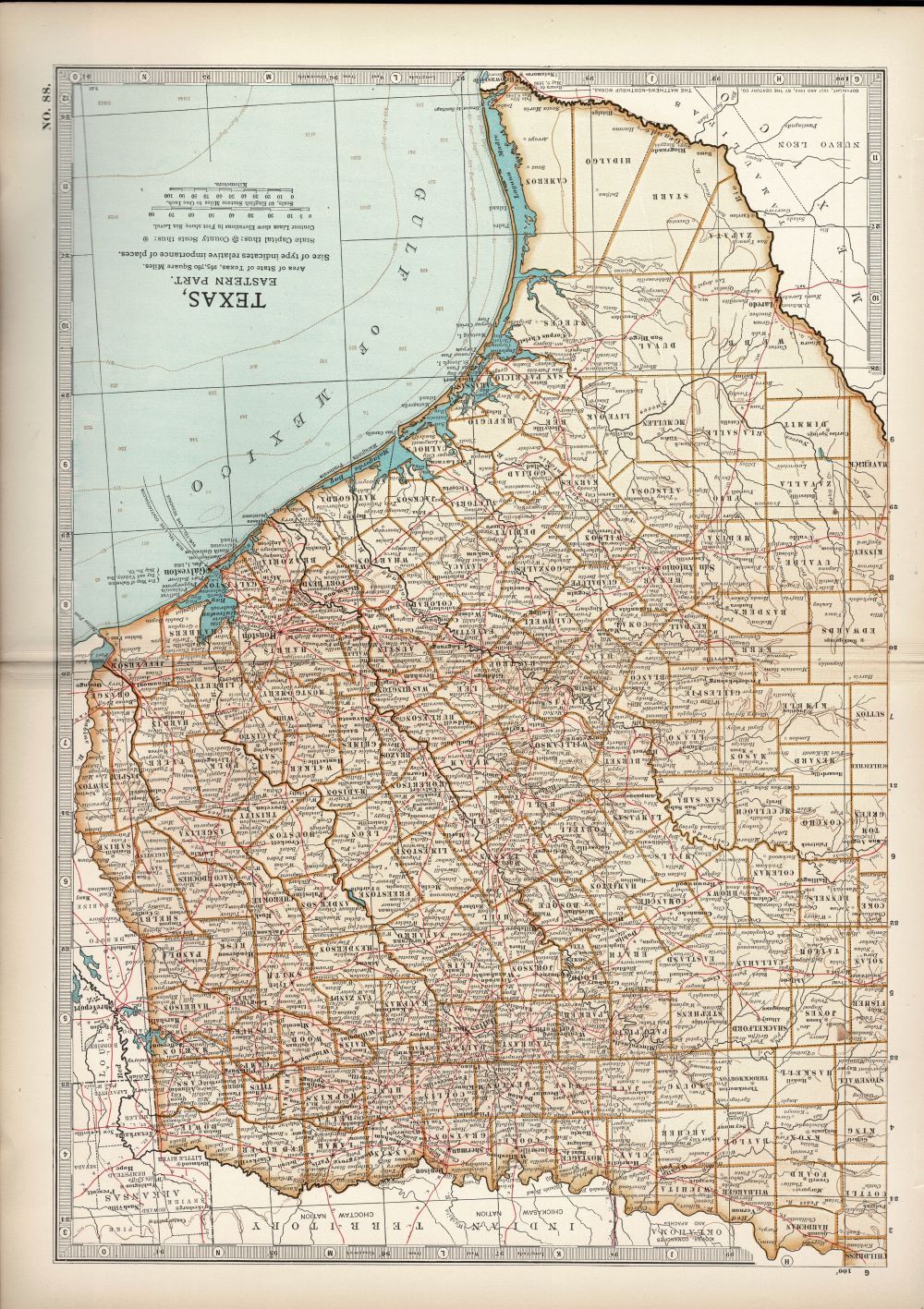 Texas Eastern Part antique map Encyclopaedia Britannica 1903