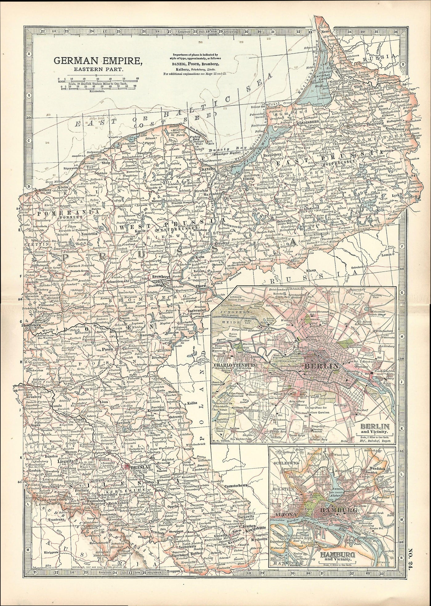 German Empire Eastern Part antique map Encyclopedia Britannica 1903