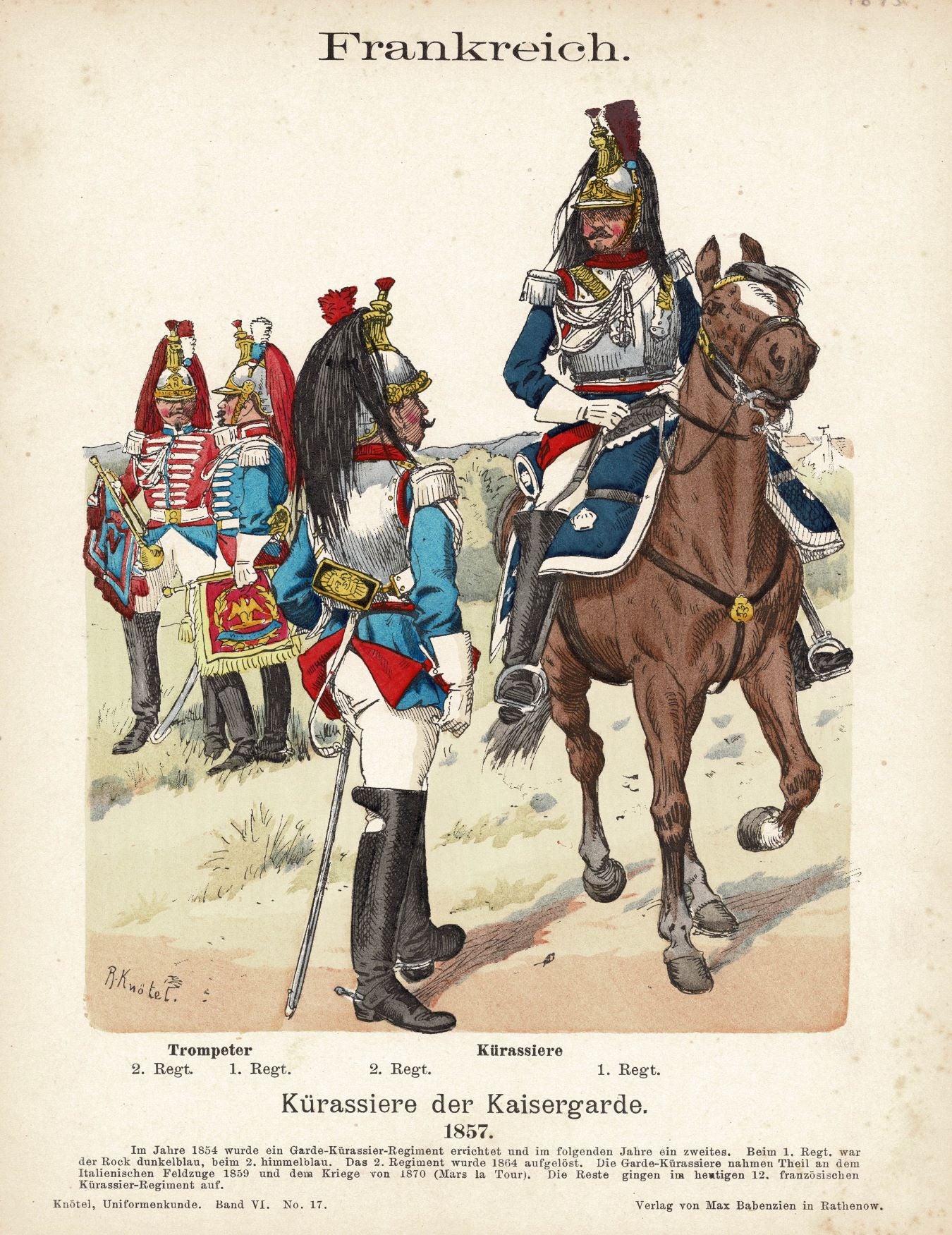 French Imperial Guard uniforms of 1857 antique print 1895
