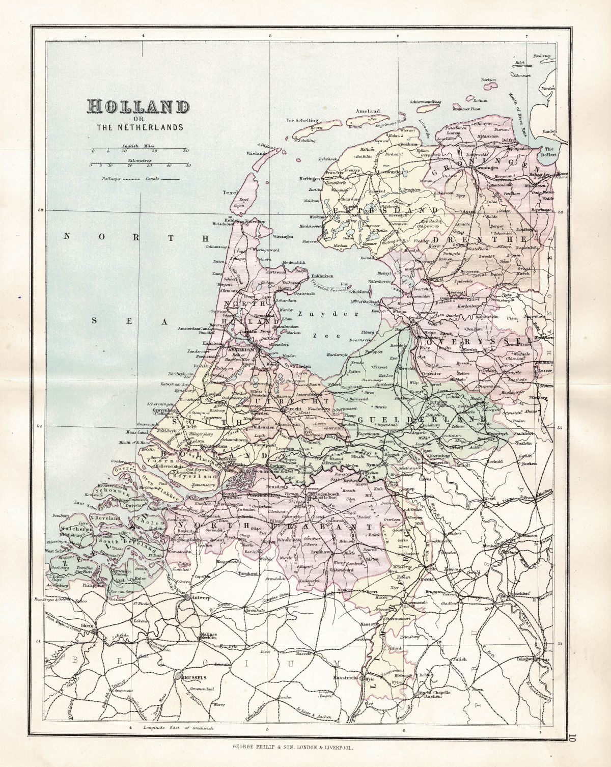 Holland antique map 1891