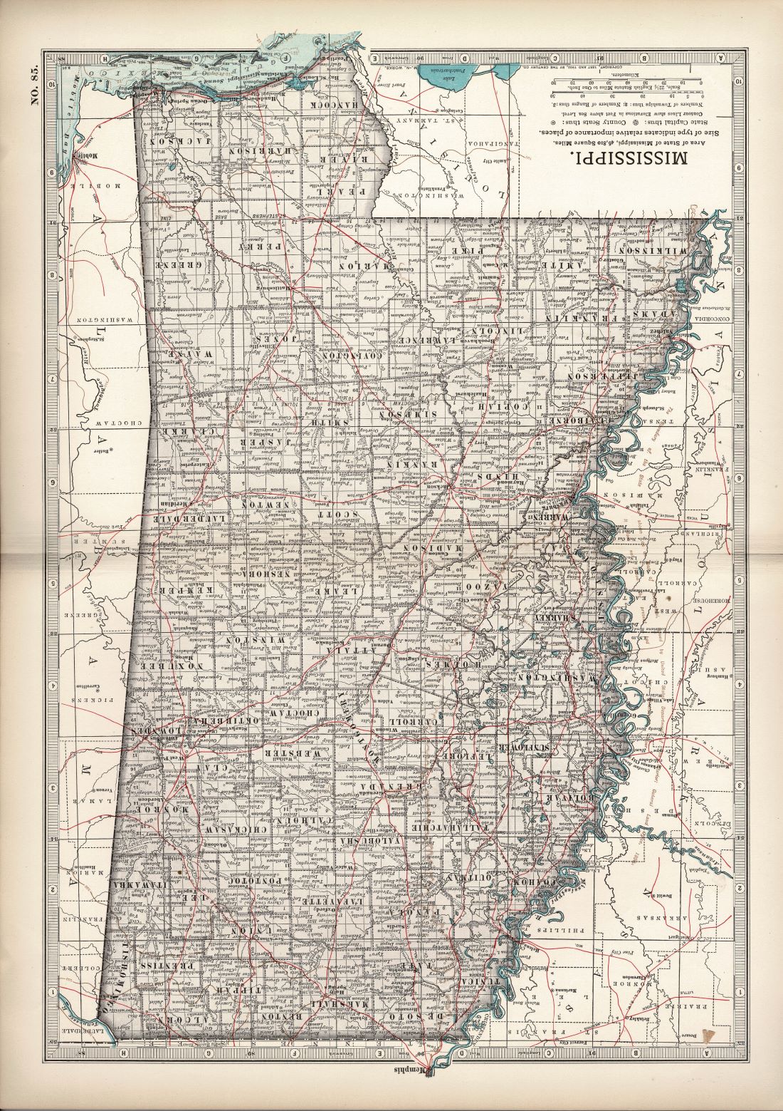 Mississippi antique map Encyclopaedia Britannica 1903