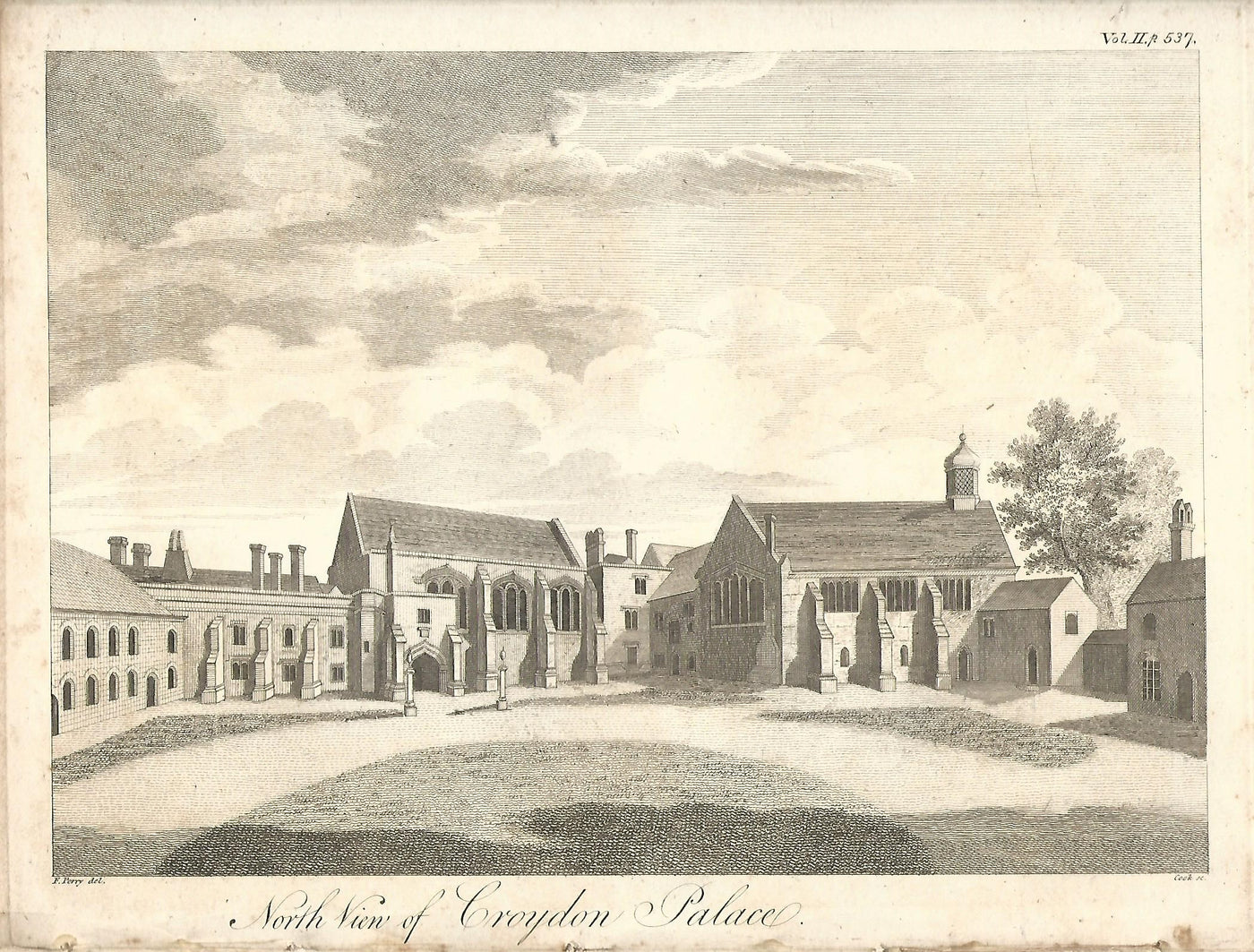Croydon Palace north view antique print 1811