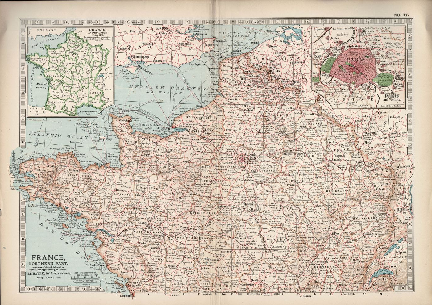 France (Northern Part) antique map Encyclopaedia Britannica 1903