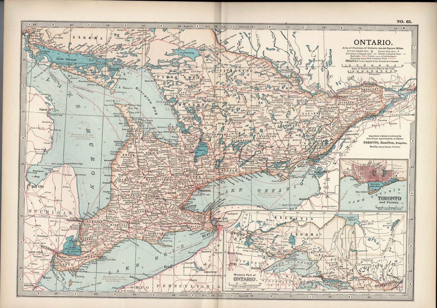 Ontario Canada antique map Encyclopaedia Britannica 1903