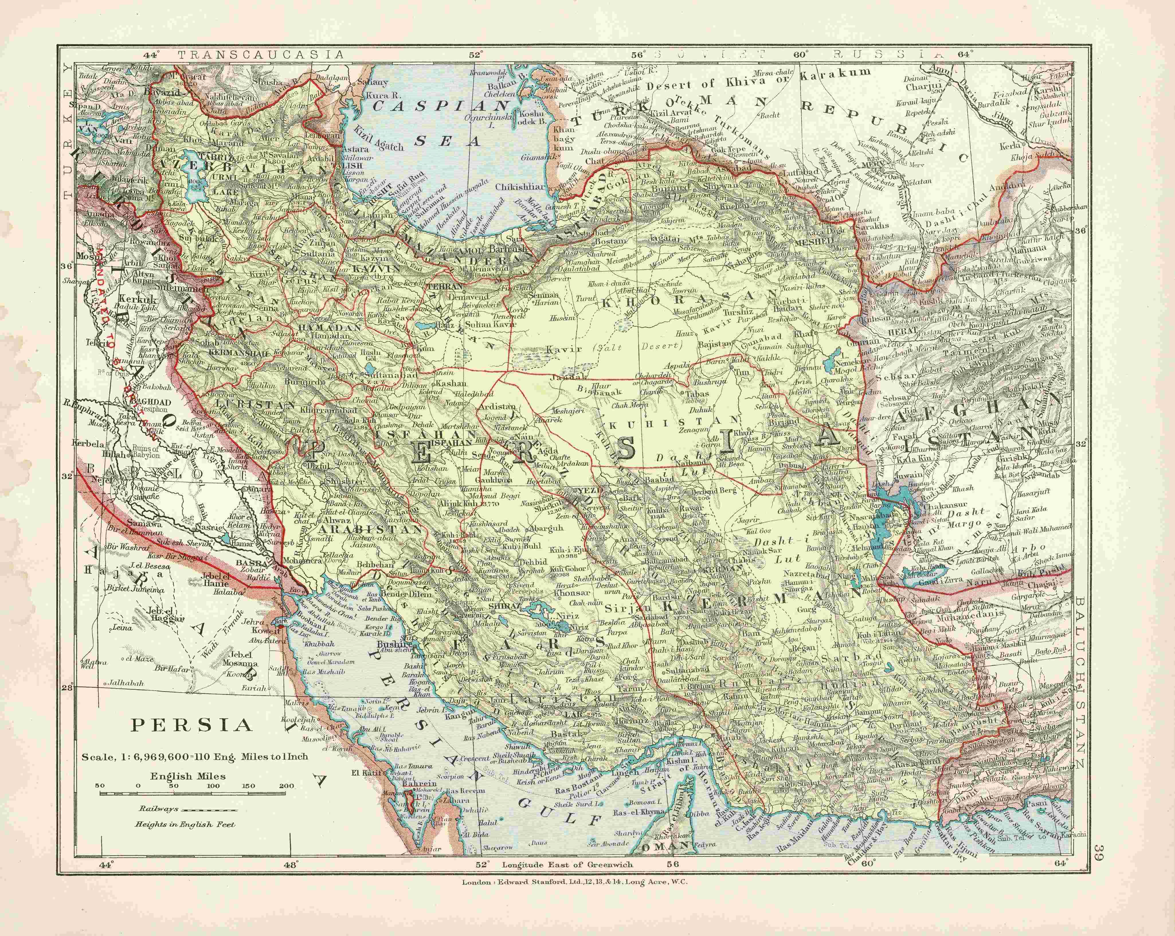 Persia (Iran) antique map published 1926 – Maps and Antique Prints