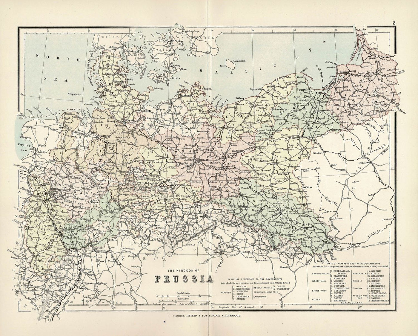 Prussia, Antique Map, 1886