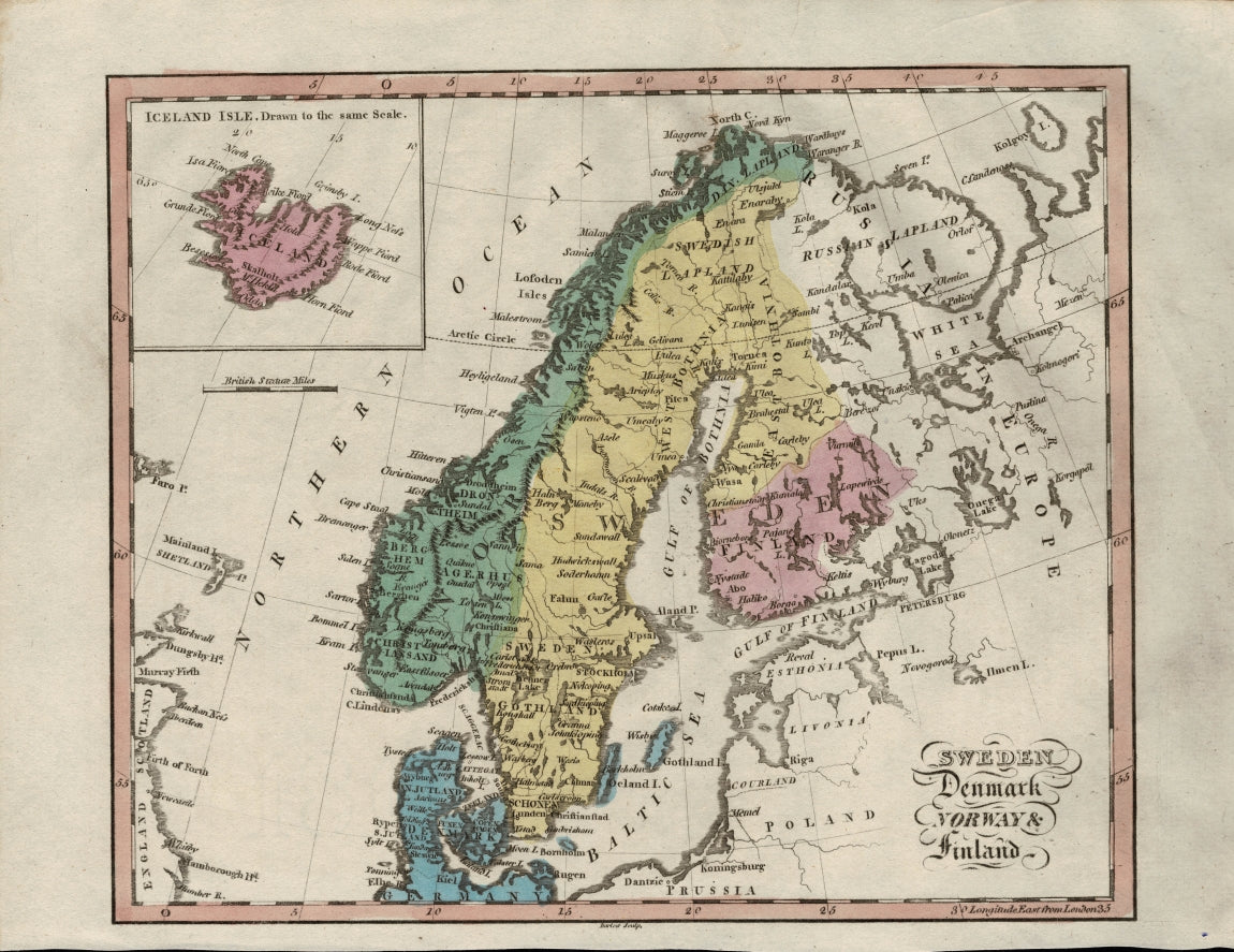 Scandinavia antique map published 1815