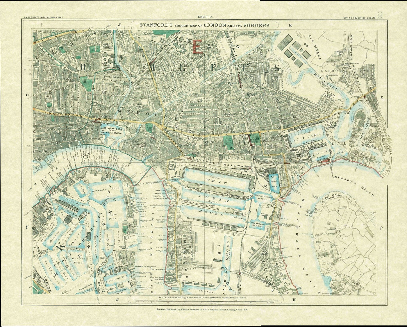 Stanford's Map of London Docklands limited edition 1886