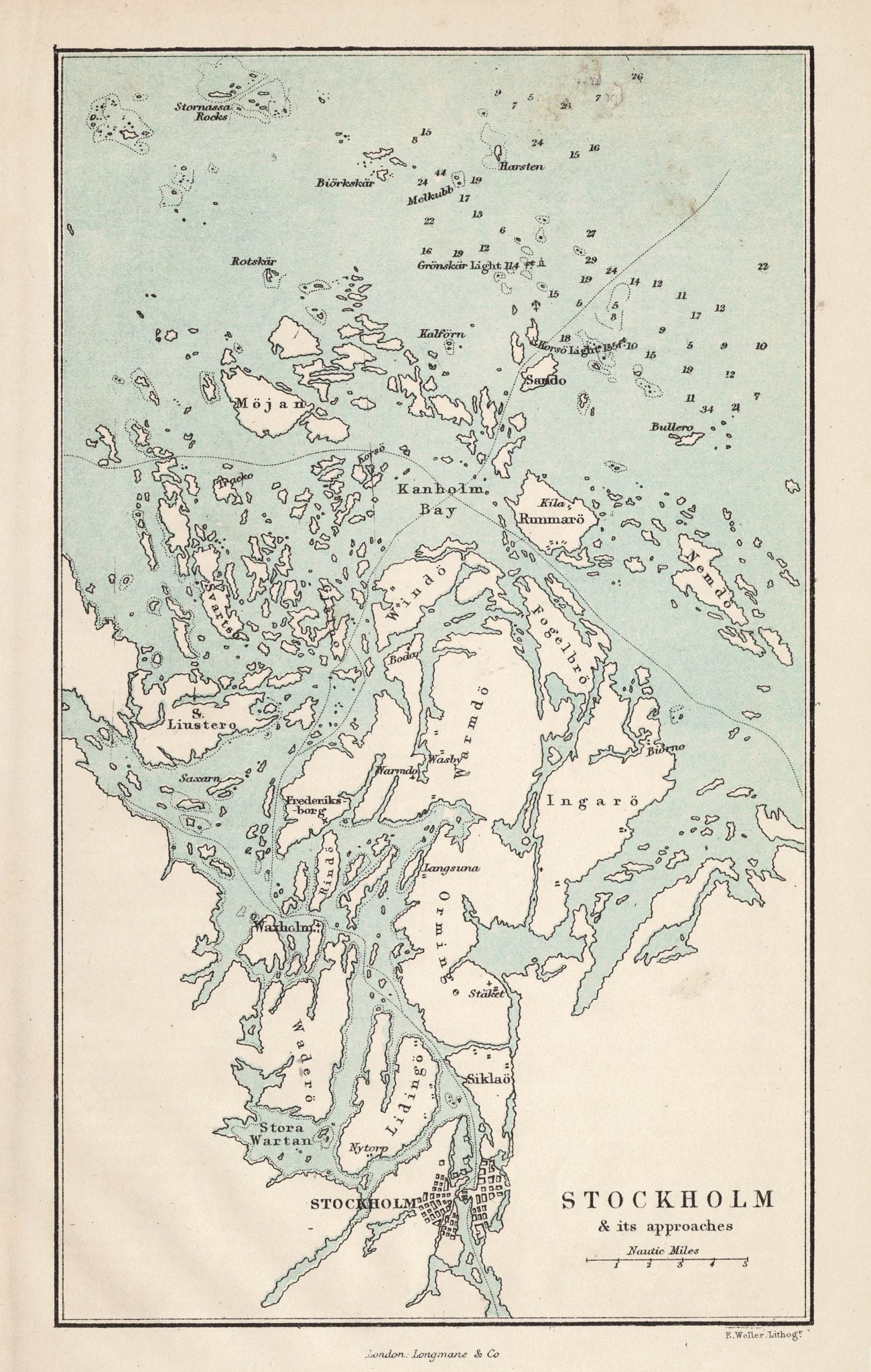 Stockholm Sweden guaranteed original antique map published 1871