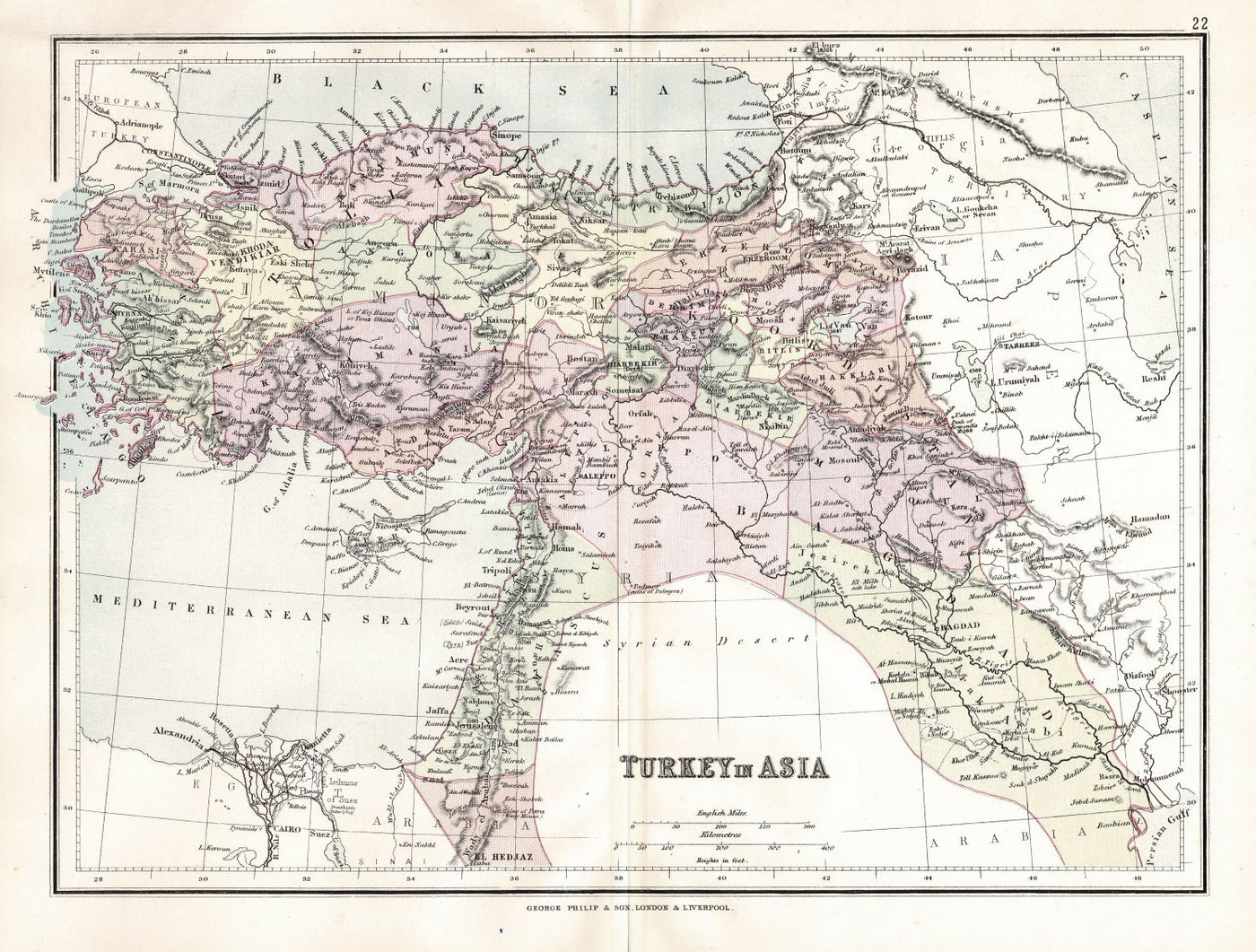 Turkey in Asia antique map 1891