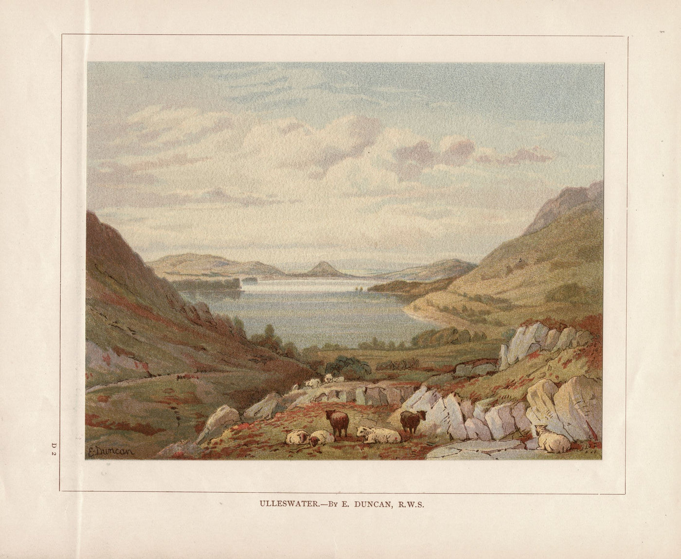 Ulleswater Westmorland antique print published 1889