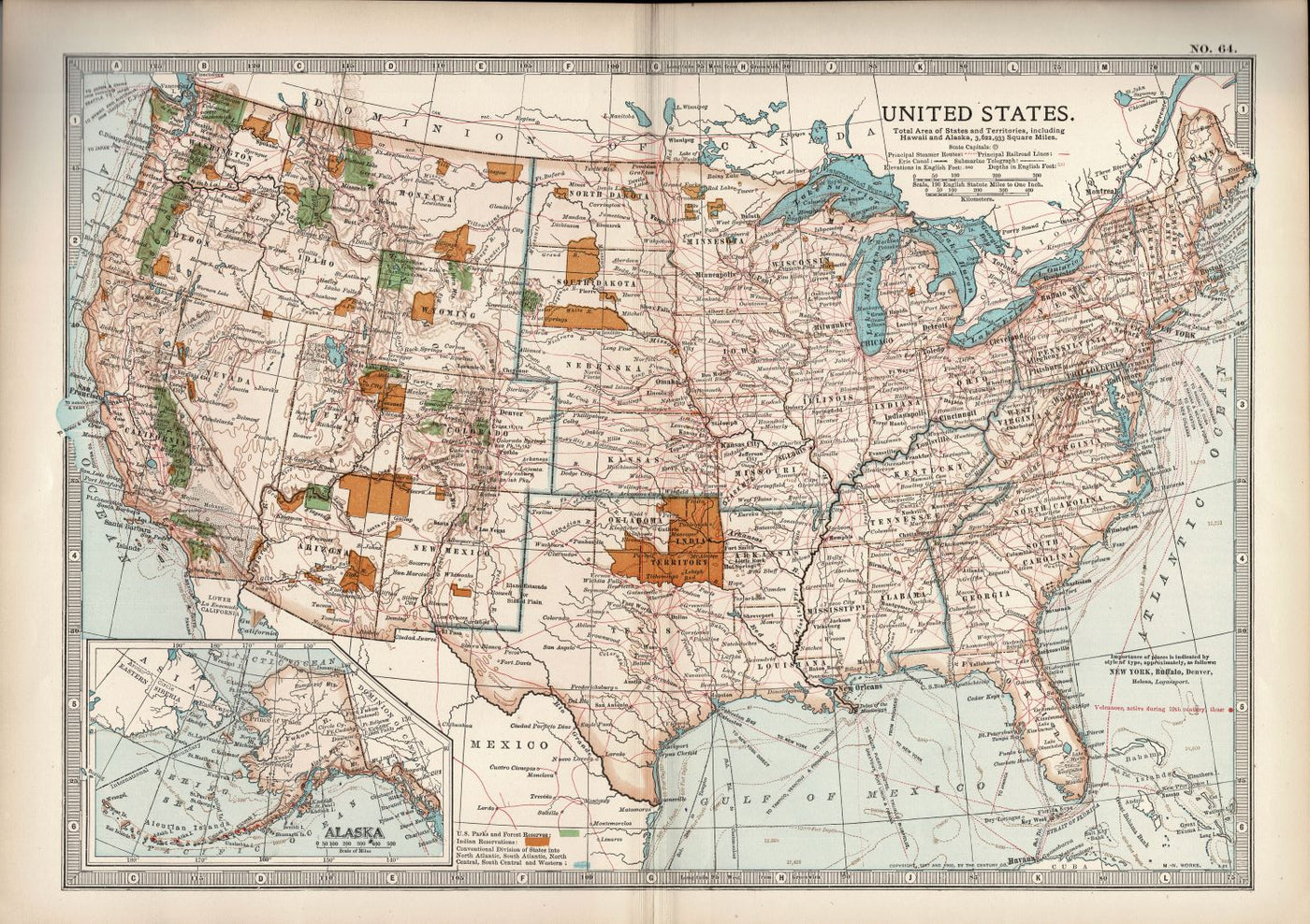 United States antique map Encyclopaedia Britannica 1903