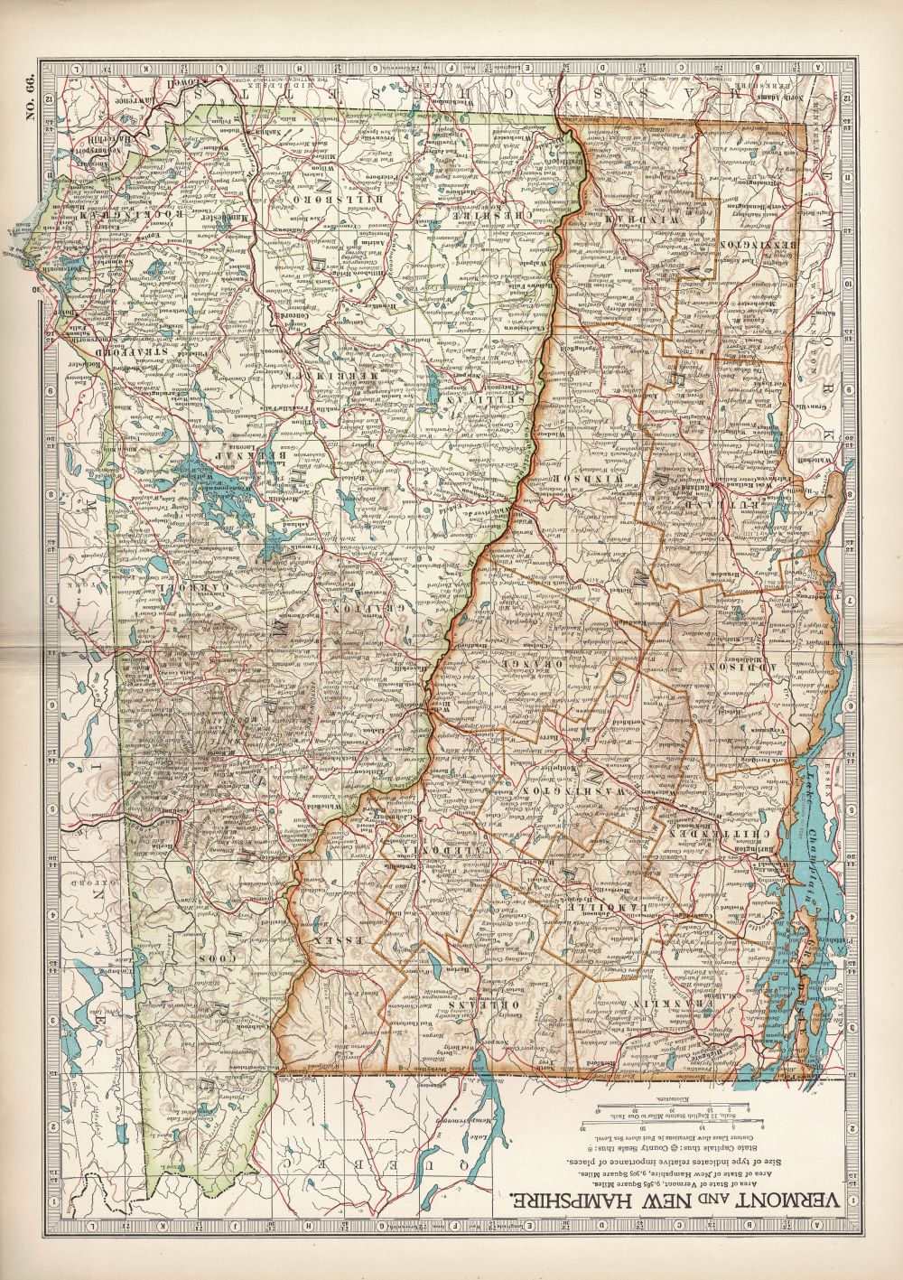 Vermont & New Hampshire antique map No.66, Encyclopaedia Britannica
