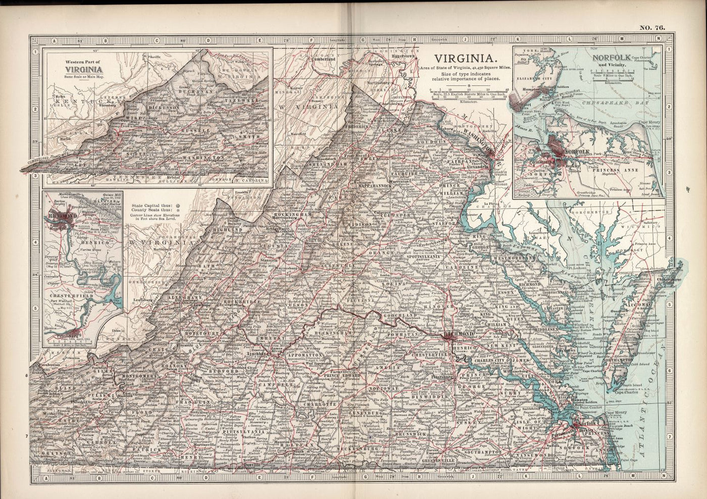 Virginia antique map No.76, Encyclopaedia Britannica 1903