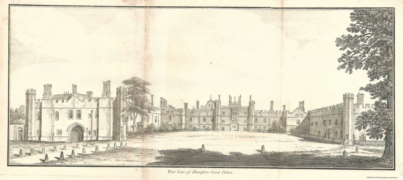 Hampton Court Palace West View antique print 1811