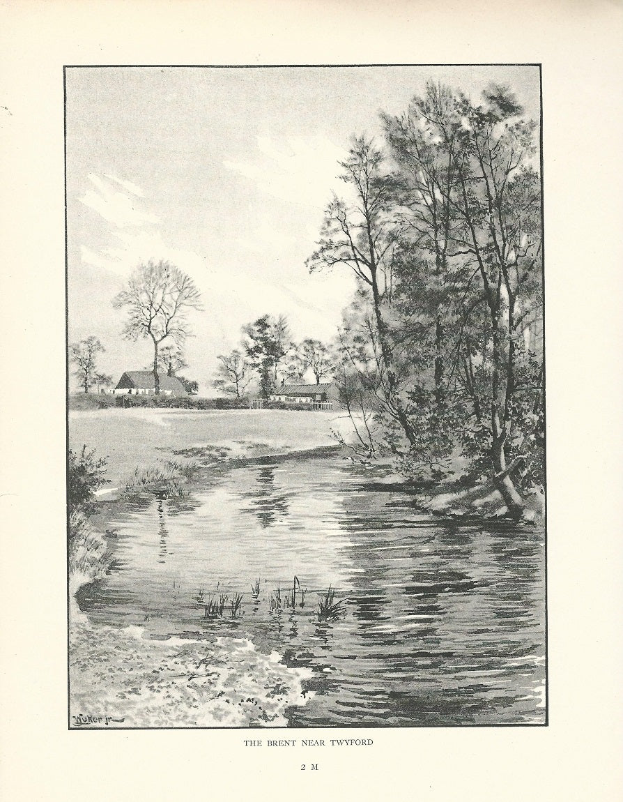 Brent River near Twyford antique print 1893 Maps and Antique Prints