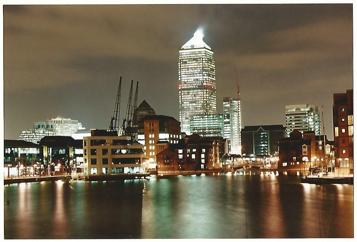 Canary Wharf at night photograph by Reginald Beer