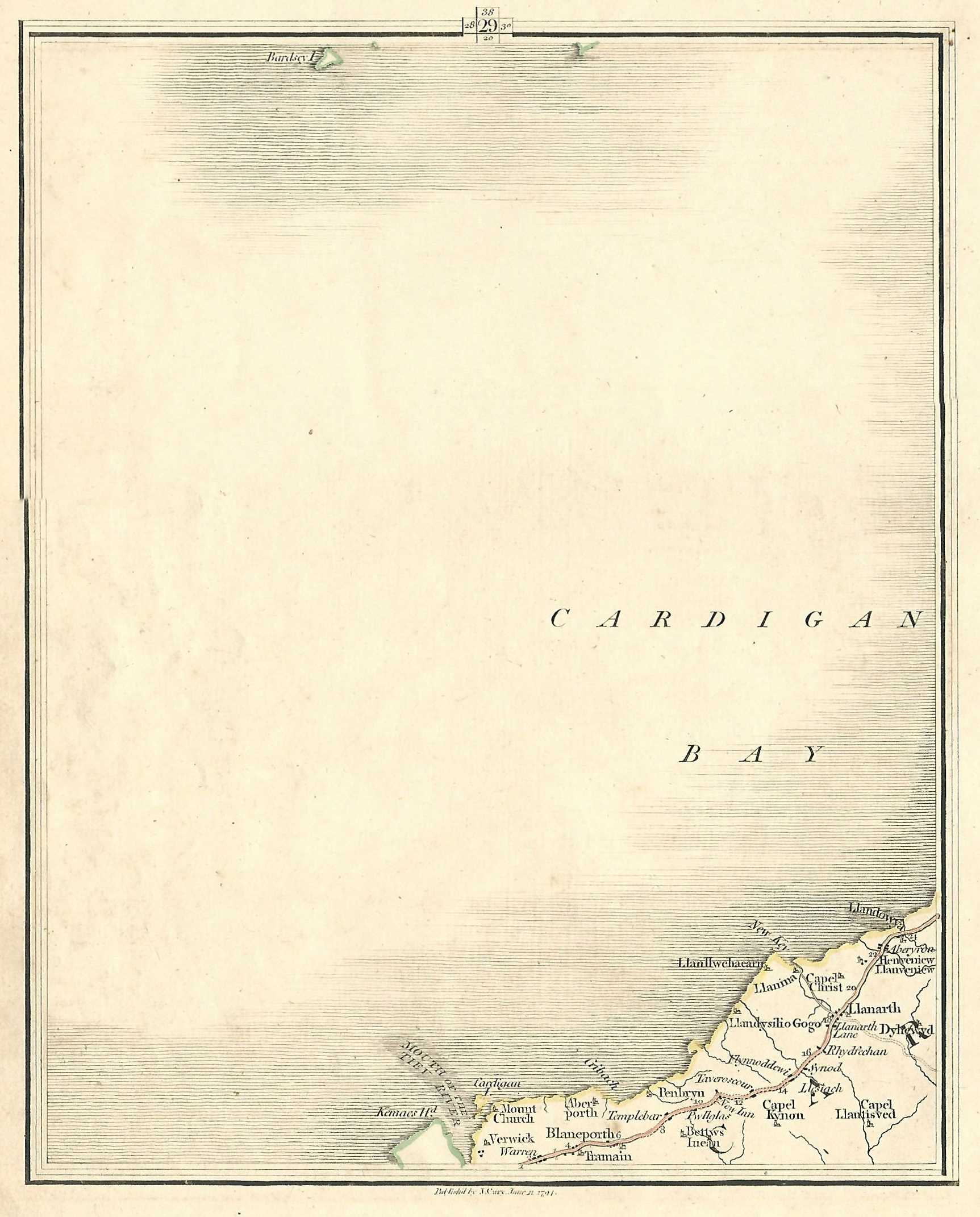 Ceredigion Llanarth Dyfed Wales Cymru antique map Maps and Antique Prints