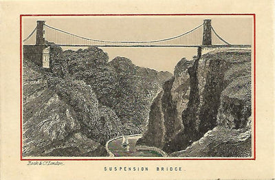 Avon Gorge Clifton Suspension Bridge Gloucestershire antique print 1888