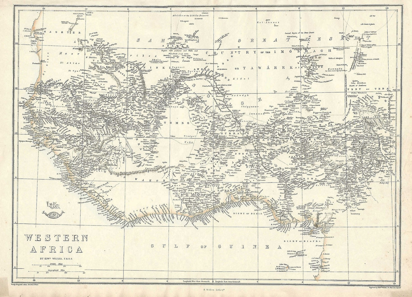 West Africa antique map from Weekly Dispatch Atlas 1863