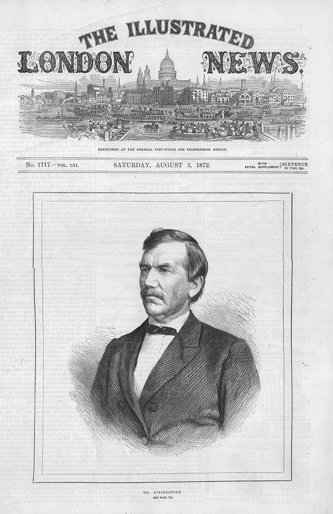 Dr Livingstone antique print published 1872