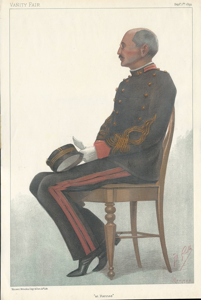 Dreyfus "at Rennes" Vanity Fair antique print published 1899
