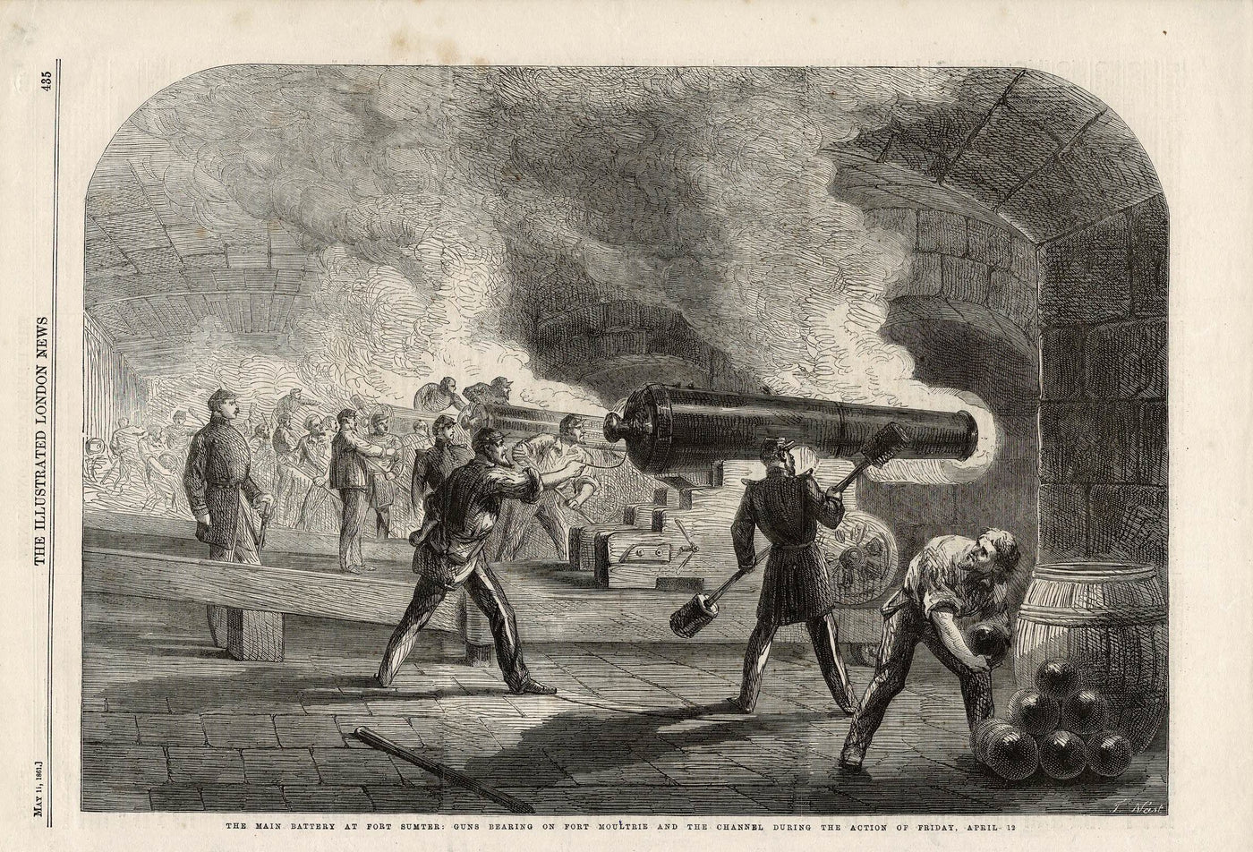 Fort Sumter main battery antique print 1861