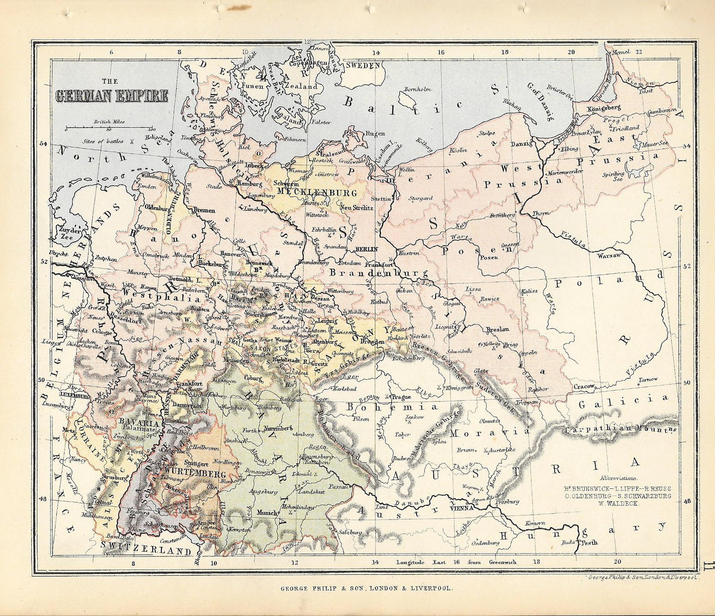 German Empire antique map