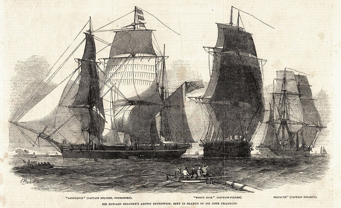 HMS Assistance Royal Navy Arctic Expedition antique print 1852
