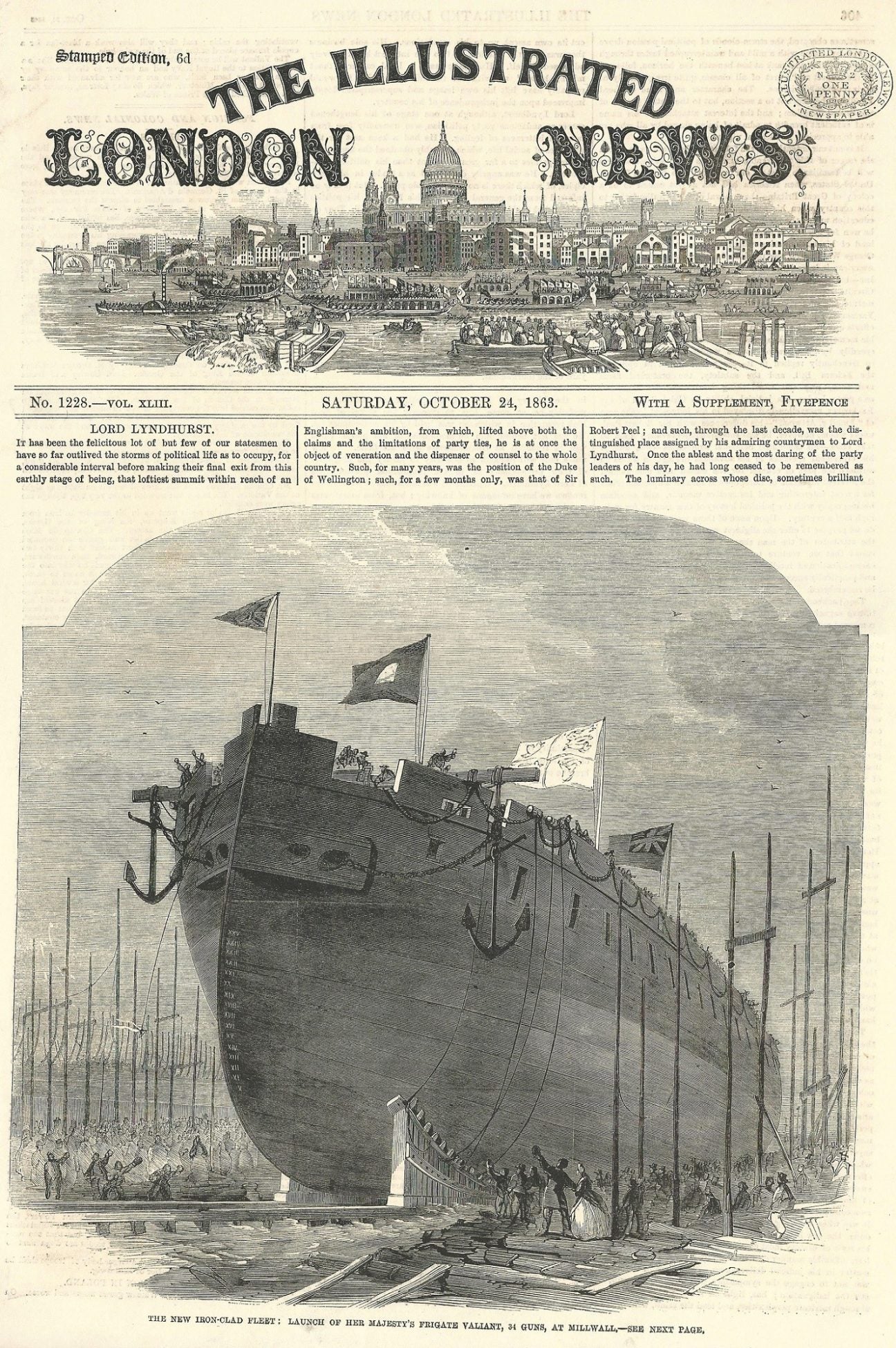HMS Valiant iron-clad frigate launched at Millwall 1863