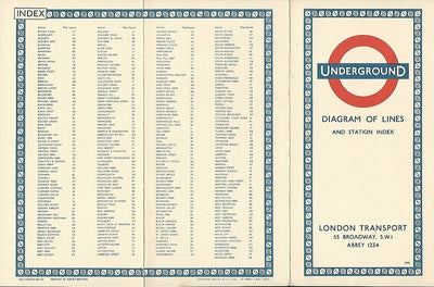 London Underground Harry Beck Diagram of Lines 1958