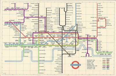 London Underground Harry Beck Diagram of Lines 1958