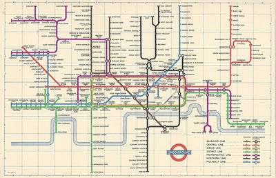 London Underground vintage map by Harry Beck 1957