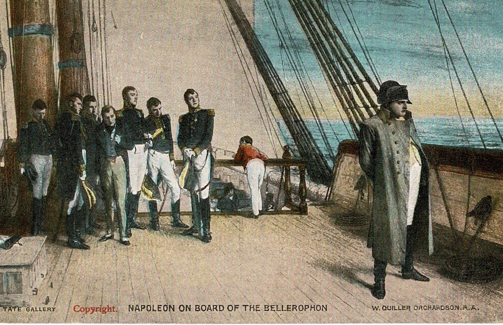 Napoleon Bonaparte on H.M.S. Bellerophon postcard