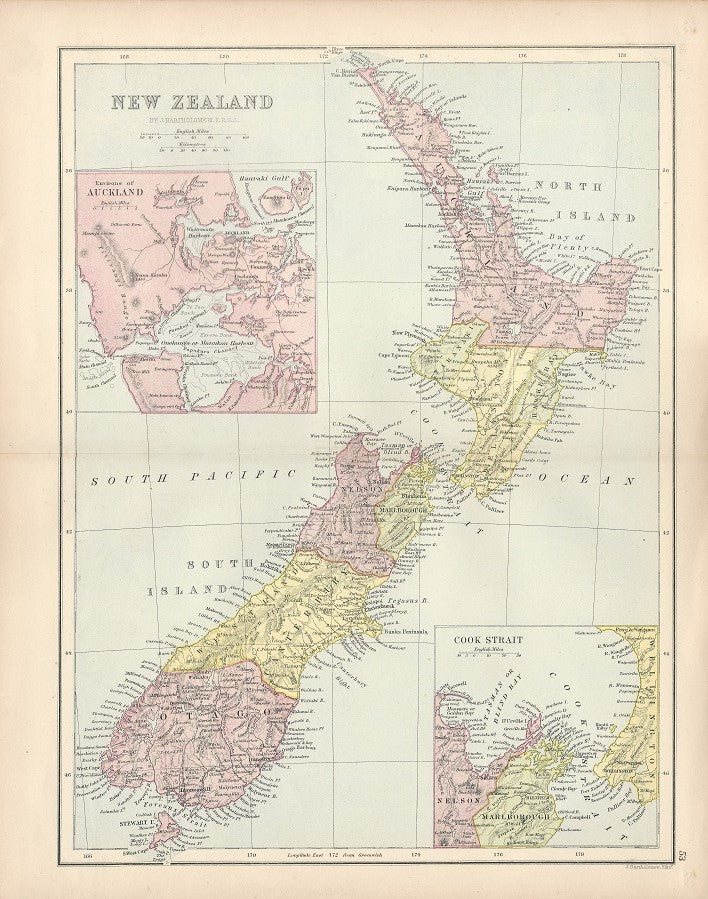 New Zealand antique map published c.1880