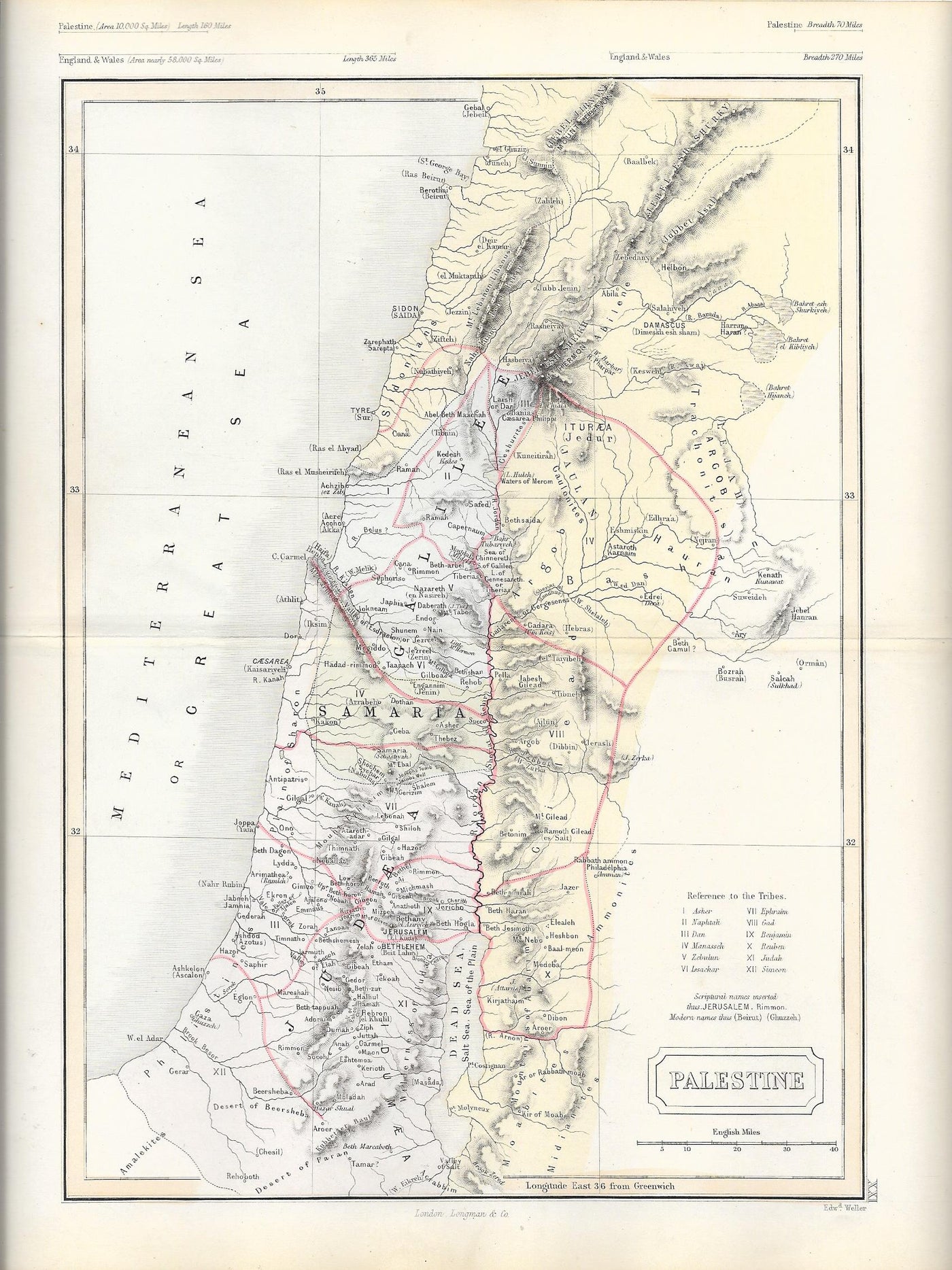 Palestine Israel antique map