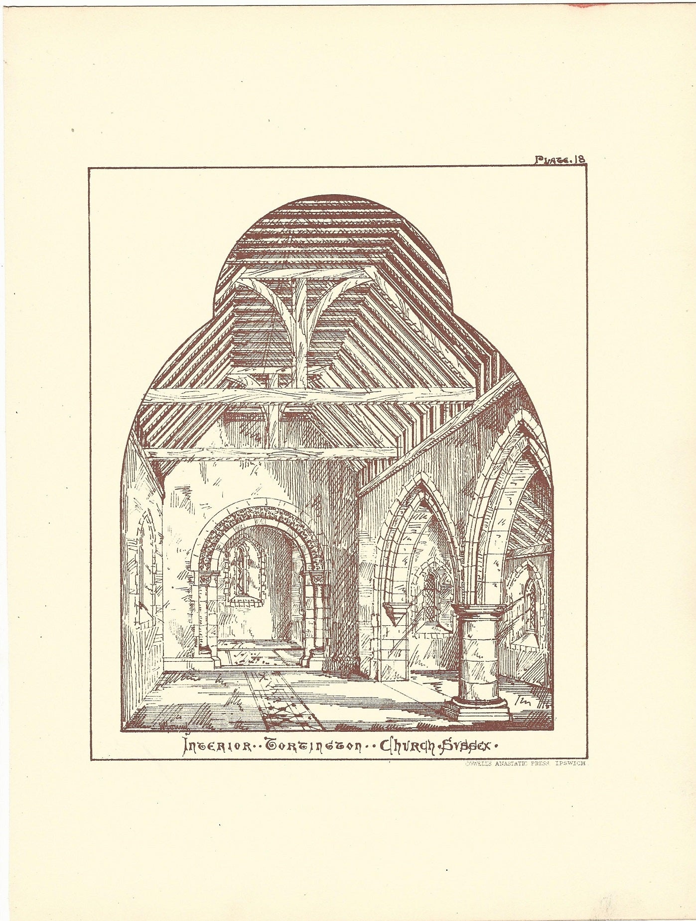 Tortington Church Sussex antique print