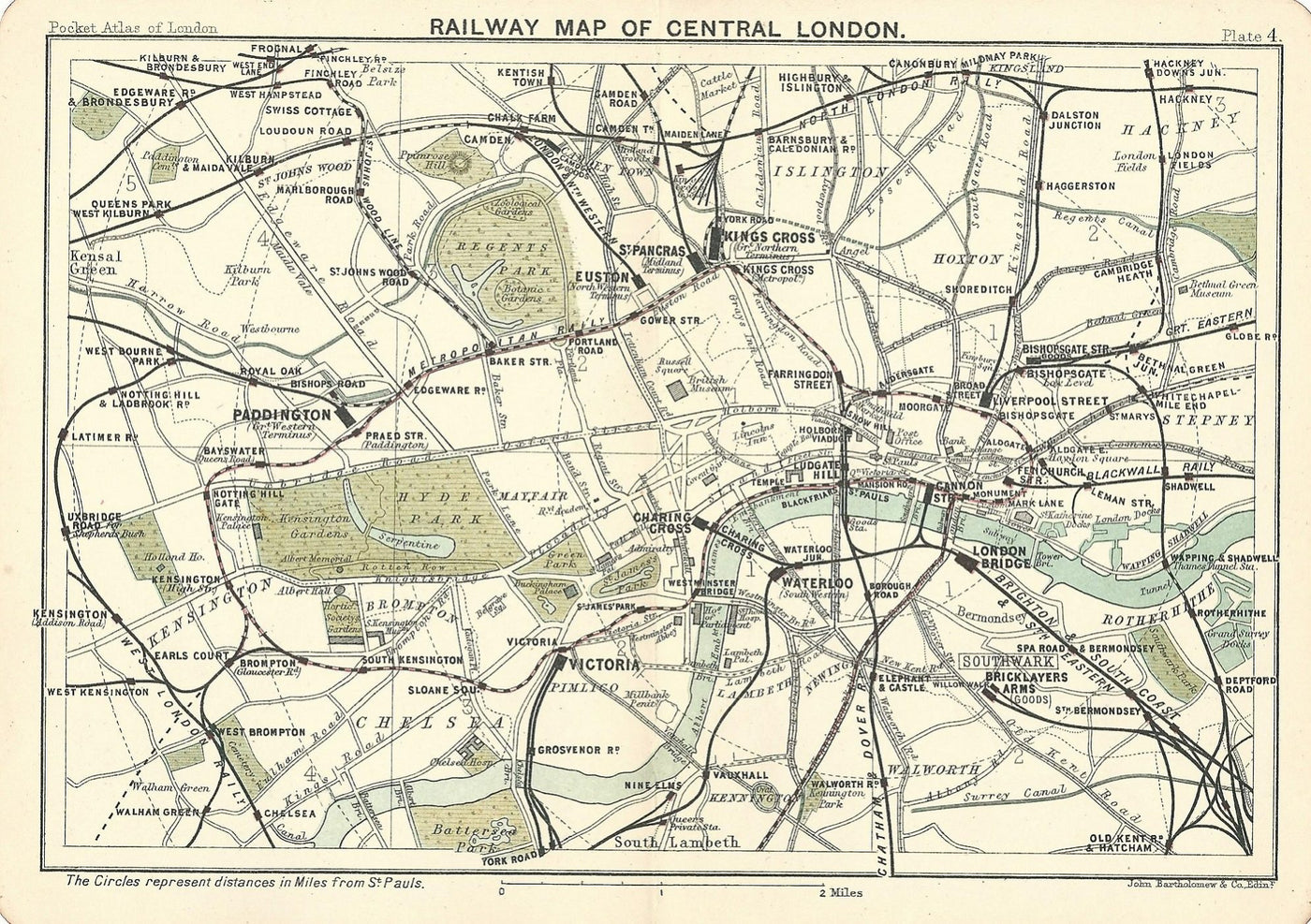 Railway map of Central London published 1891