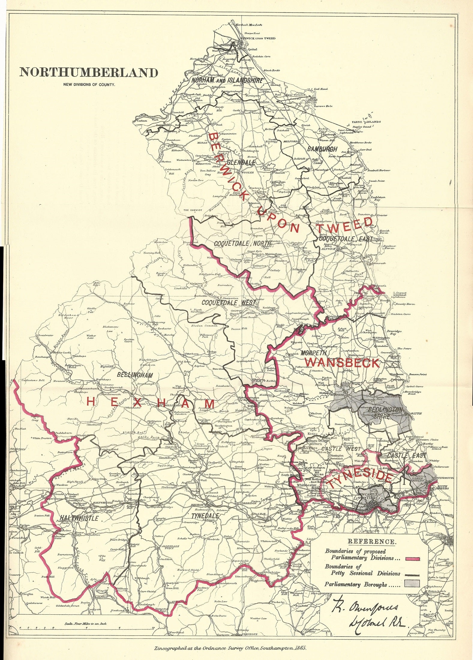Northumberland antique map Boundary Commission 1885 Maps and Antique