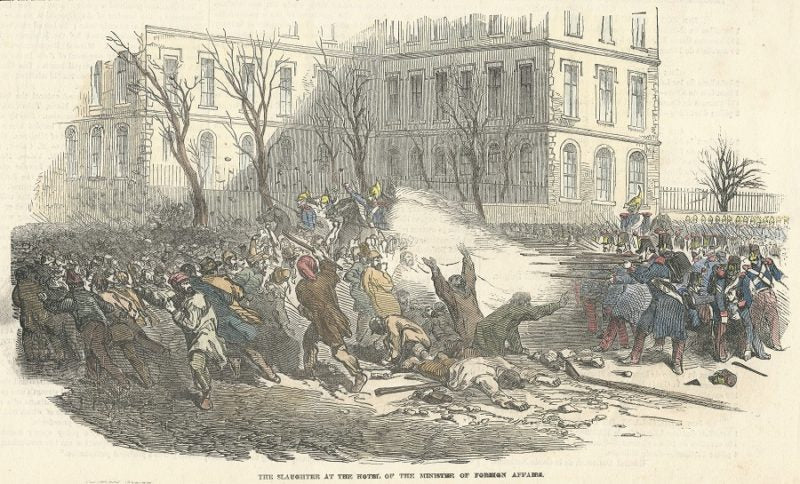 Paris revolution in France antique print 1848