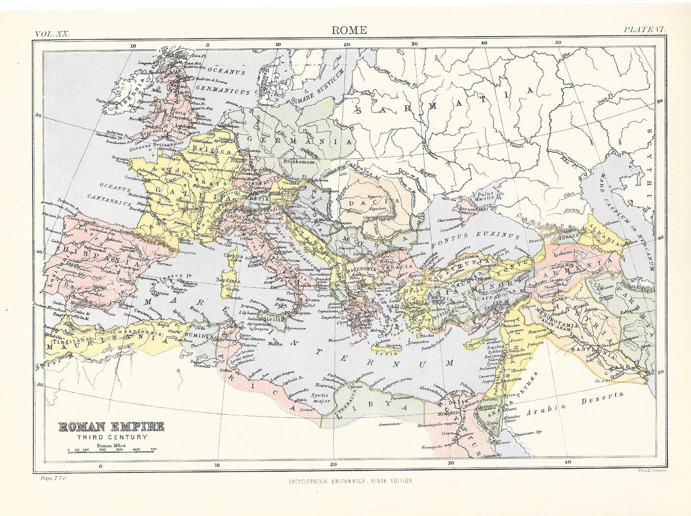 Roman Empire antique map