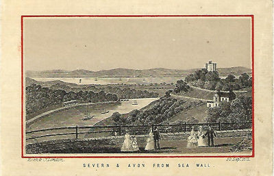 Clifton Down Sea Wall Bristol Gloucestershire antique print 1888
