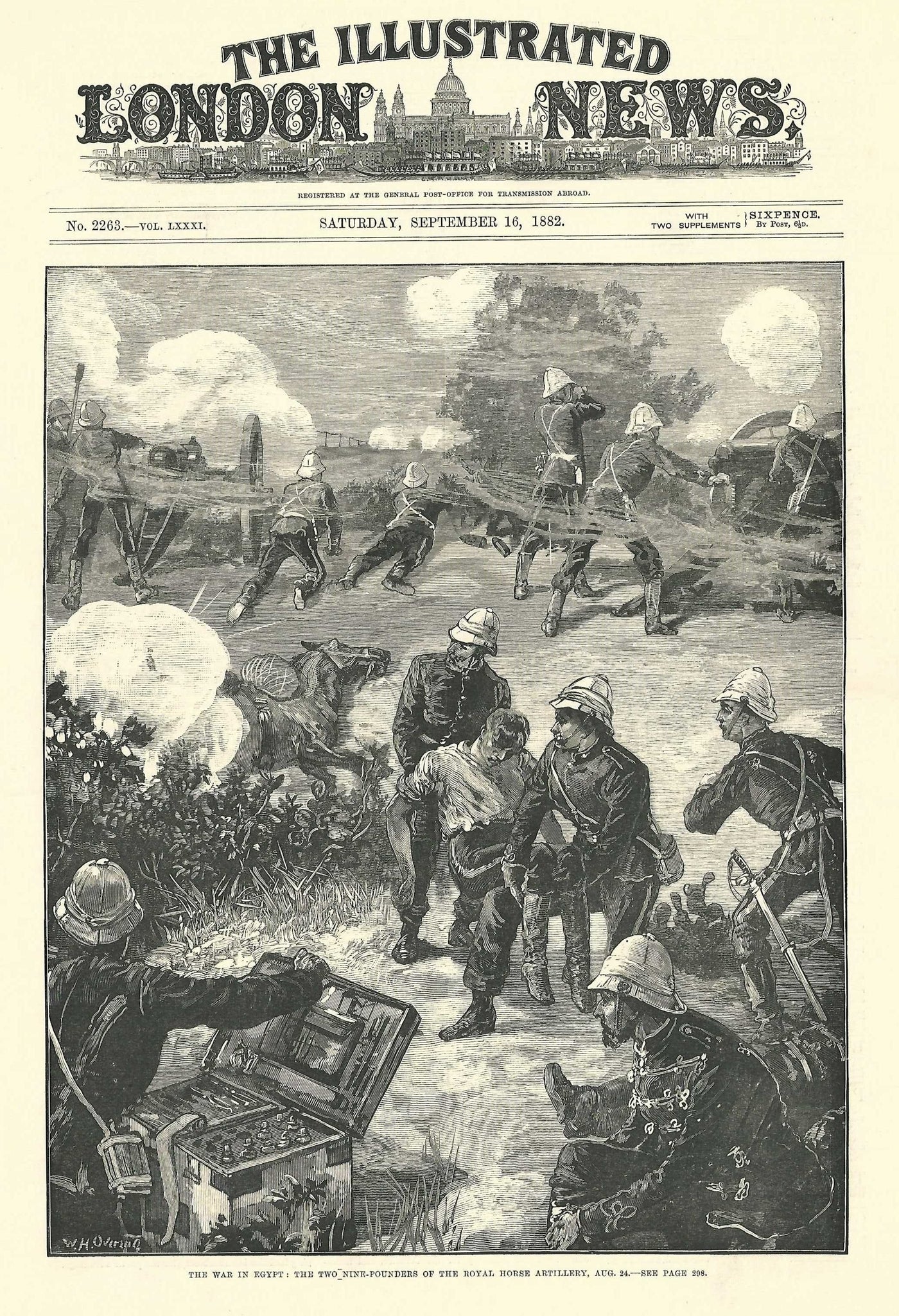 Royal Horse Artillery 'The War in Egypt' 1882 antique print