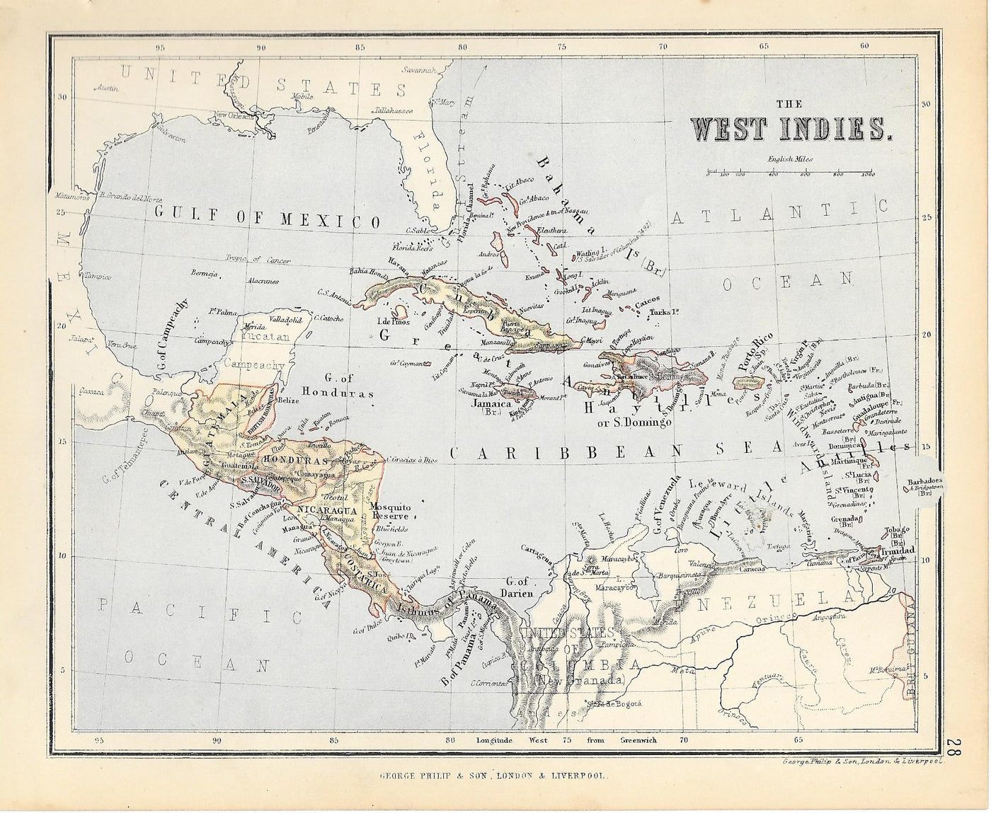 West Indies antique map