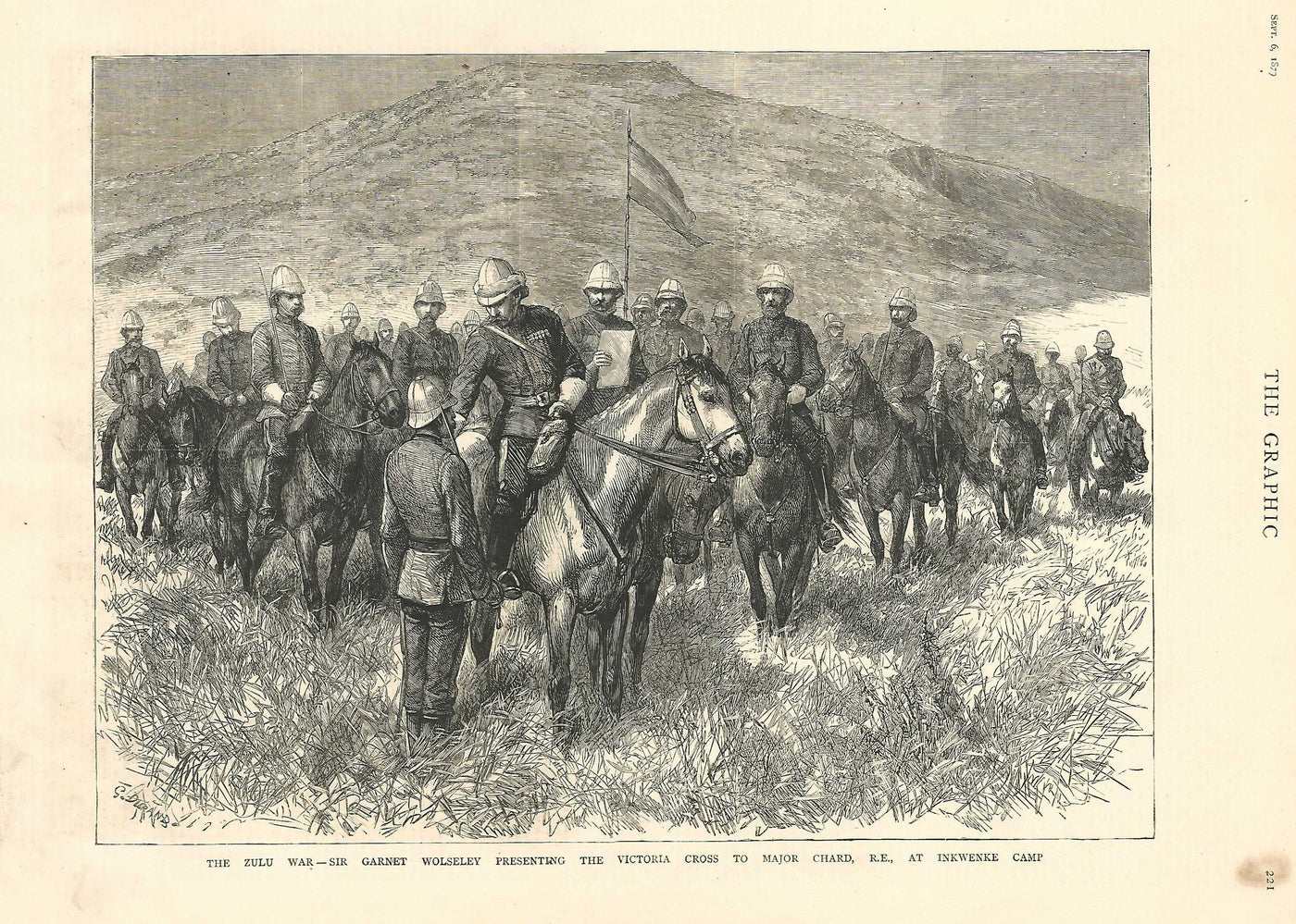 Zulu War Victoria Cross presentation to Lieutenant Chard antique print 1879